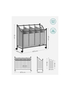 Καλάθι διαλογής απλύτων, Songmics, 4 x 35 L, LSF005, Γκρι - Img 6