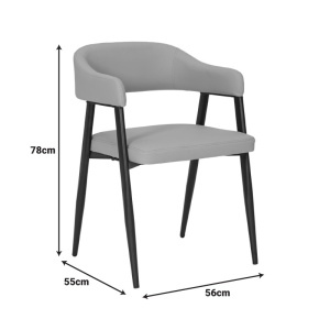 Καρέκλα με μπράτσα Sezan σκούρο γκρι 56x55x78 cm - Img 2