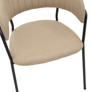 Καρέκλα Morel material μπεζ πόδια μέταλλο μαύρο 55x55x76 cm - Img 7