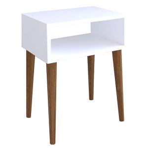 Κομοδίνο Hank Λευκό - χρώμα Καρυδιά 45x30x60cm