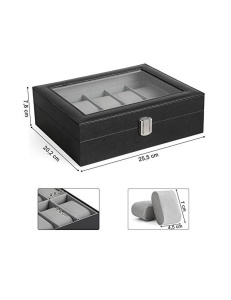 Κουτί για Ρολόγια, Songmics, χωρητικότητα 20.2 x 25.5 x 7.8 cm, JWB010BK, Γκρι - Img 7