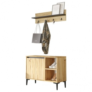 Κρεμάστρα Εισόδου Augusta Ανθρακί - Oak 90x35x68.5 cm