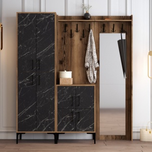Κρεμάστρα Εισόδου Berlin ABC - Walnut, Μαύρο Marble