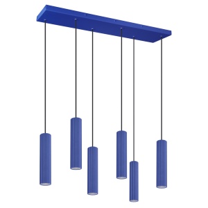 Κρεμαστό φωτιστικό LED Ivar 6L, Μπλε Ultramarine, 4000K, 80x20x200 cm