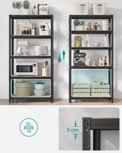 Μεταλλική ραφιέρα Μαύρο Songmics 90x40x180 cm - Img 6