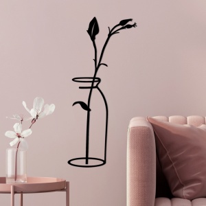 Μεταλλικός πίνακας Flower Μαύρο 33x0.15x71 cm - Img 2