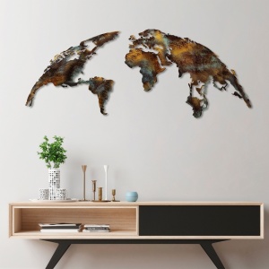 Μεταλλικό Διακοσμητικό Τοίχου World Map Medium, Πολύχρωμο, 150x59 cm - Img 2