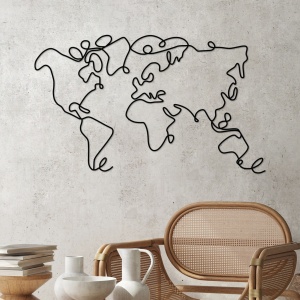 Μεταλλικός πίνακας World Μαύρο 120x70x1.5 cm