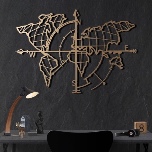 Μεταλλικός πίνακας World Χρυσό 65x95 cm