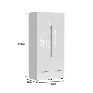 Ντουλάπα με doua Πόρτες Afina Pako World Λευκό 100x57x213 cm - Img 3