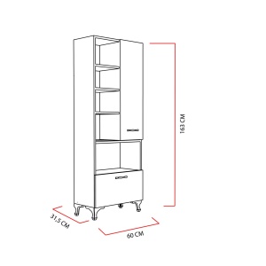 Ντουλάπα multifuncțional Sezen Λευκό 60x31.5x163.6 cm - Img 4