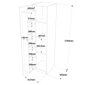 Ντουλάπα multifuncțional Va1 Λευκό 41.7x176.4x44.3 cm - Img 6