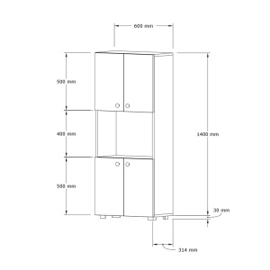 Ντουλάπι Κουζίνας Guzel Pako World Λευκό 60x31.4x140 cm - Img 3