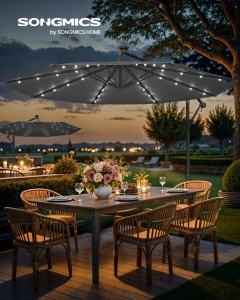 Ομπρέλα κήπου με LED Songmics Γκρι 300x300x245 cm