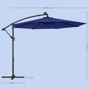 Ομπρέλα σκίασης, Songmics, 300 cm, UPF 50+, Μπλε - Img 5