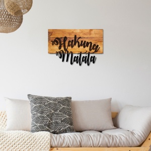 Πίνακας από ξύλο και μέταλλο Hakuna Καρυδί 58x38 cm
