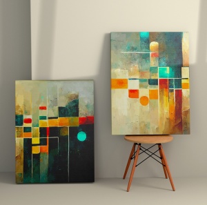 Πίνακας, σετ 2 τεμαχίων 2KNV4318 Πολύχρωμος 110x70 cm