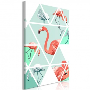 Πίνακας - Geometric Flamingos (1 Part) Vertical 60x90 cm