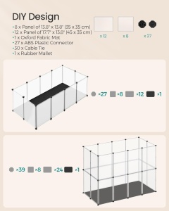 Πάρκο για κατοικίδια Λευκό Songmics 143x73x46 cm - Img 5