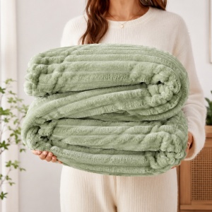 Παχιά Κουβέρτα Cocolino Stripe V6 Ανοιχτό Πράσινο 200x230 cm