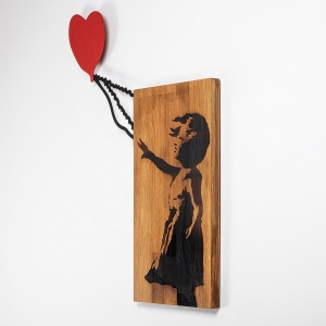 Πίνακας από ξύλο και μέταλλο Banksy Καρυδί 83x60 cm - Img 6