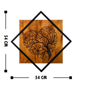 Πίνακας από ξύλο και μέταλλο Tree Καρυδί 54x54 cm - Img 3