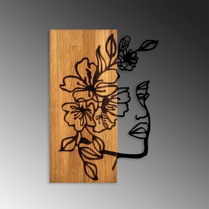 Πίνακας από ξύλο και μέταλλο Woman Καρυδί 41x58 cm - Img 4