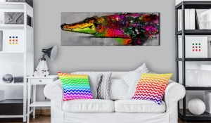 Πίνακας - Colourful Alligator 120x40 cm - Img 2