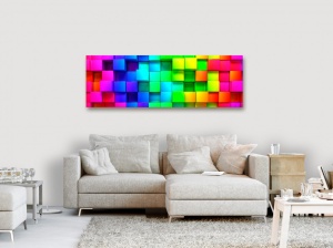 Πίνακας - Colourful Cubes (1 Part) Narrow 150x50 cm - Img 2