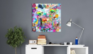 Πίνακας - Colourful Owl 40x40 cm - Img 2