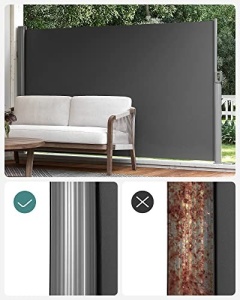 Πλευρική αντηλιακή τέντα, Songmics, Γκρι, 160x400 cm - Img 5