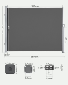 Πλευρική τέντα Songmics Γκρι 200x350 cm - Img 2