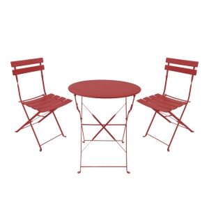 Πτυσσόμενο σετ κήπου 3 τεμ.. Bistro, Τερακότα, 60x60x82 cm - Img 2