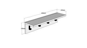 Ράφι Ayla Ανθρακί 60x14.5x16.3 cm - Img 3
