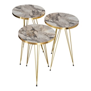 Σετ βοηθητικά τραπεζάκια 3 τεμ. Wakmi Pako World Χρυσό 33x33x55 cm