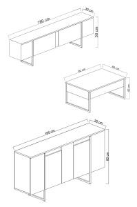 Σετ έπιπλα τραπεζαρίας Luxe Λευκό 160x35x80 cm - Img 10