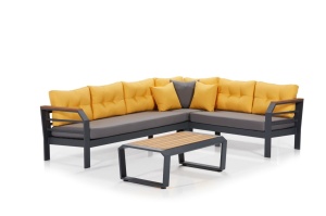 Σετ κήπου Assento Corner Γκρι 230x275x77 cm