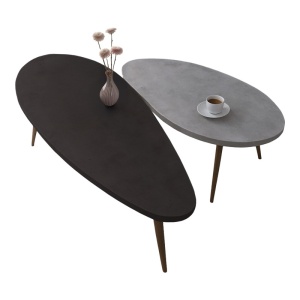 Σετ τραπεζάκια σαλονιού 2 τεμ. Monty Carbune 116x46x46 cm - Img 4