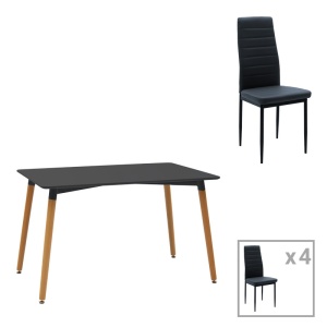 Σετ τραπεζαρίας Natali-Parker, Pako World, 5 τεμάχια, MDF, Μαύρο, 120x80x76 cm