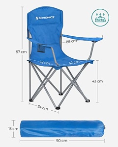 Σετ 2 καρέκλες camping, Songmics, Μπλε, 76x51.5x95.5 cm - Img 3