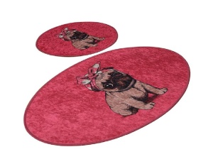 Σετ 2 πατάκια μπάνιου Ροζ Pug