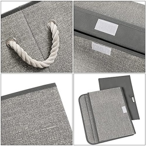 Σετ 3 κουτιά αποθήκευσης, Songmics, Γκρι, 38x25x25 cm - Img 3