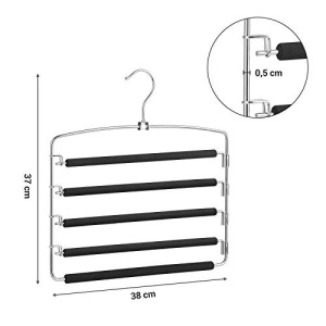 Σετ 3 μεταλλικές κρεμάστρες, Songmics, Μαύρο, 45x40x0.5 cm - Img 5