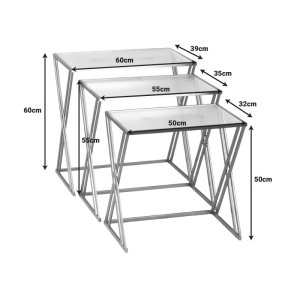 Σετ 3 τραπεζάκια σαλονιού Pitche Pako World Χρυσό 80x37x123 cm - Img 2