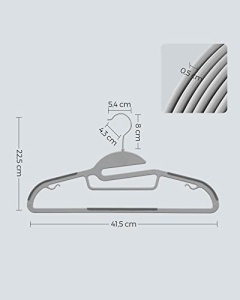 Σετ 50 πλαστικές κρεμάστρες, Songmics, Γκρι-Ασημί, 41.5x22.5x0.5 cm - Img 7