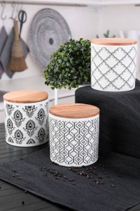 Σετ 6 δοχεία αποθήκευσης τροφίμων Ares Storage Box 12 cm 3 Pieces, Λευκό-Μαύρο