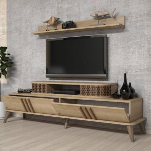 Σετ Comoda TV και τραπεζάκι σαλονιού σαλονιού Eylül Oak - Img 3