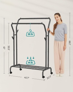 Σταντ Κρεμάστρας Songmics, Μαύρο, 153x54.5x103 cm - Img 5