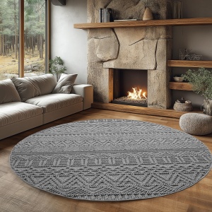 Στρογγυλό Χαλί Helix etno V3 Ασημί 200x200 cm