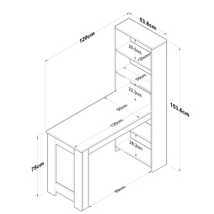 Τουαλέτα μακιγιάζ BJ113 Καρυδί 120x153.6x53.8 cm - Img 5